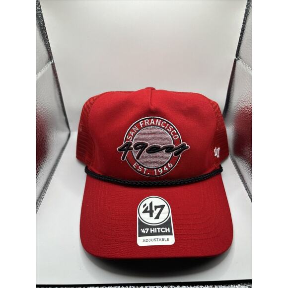 San Francisco 49ers ’47 Brand Hitch Adjustable Trucker Hat - Red Mesh - New - Picture 1 of 6